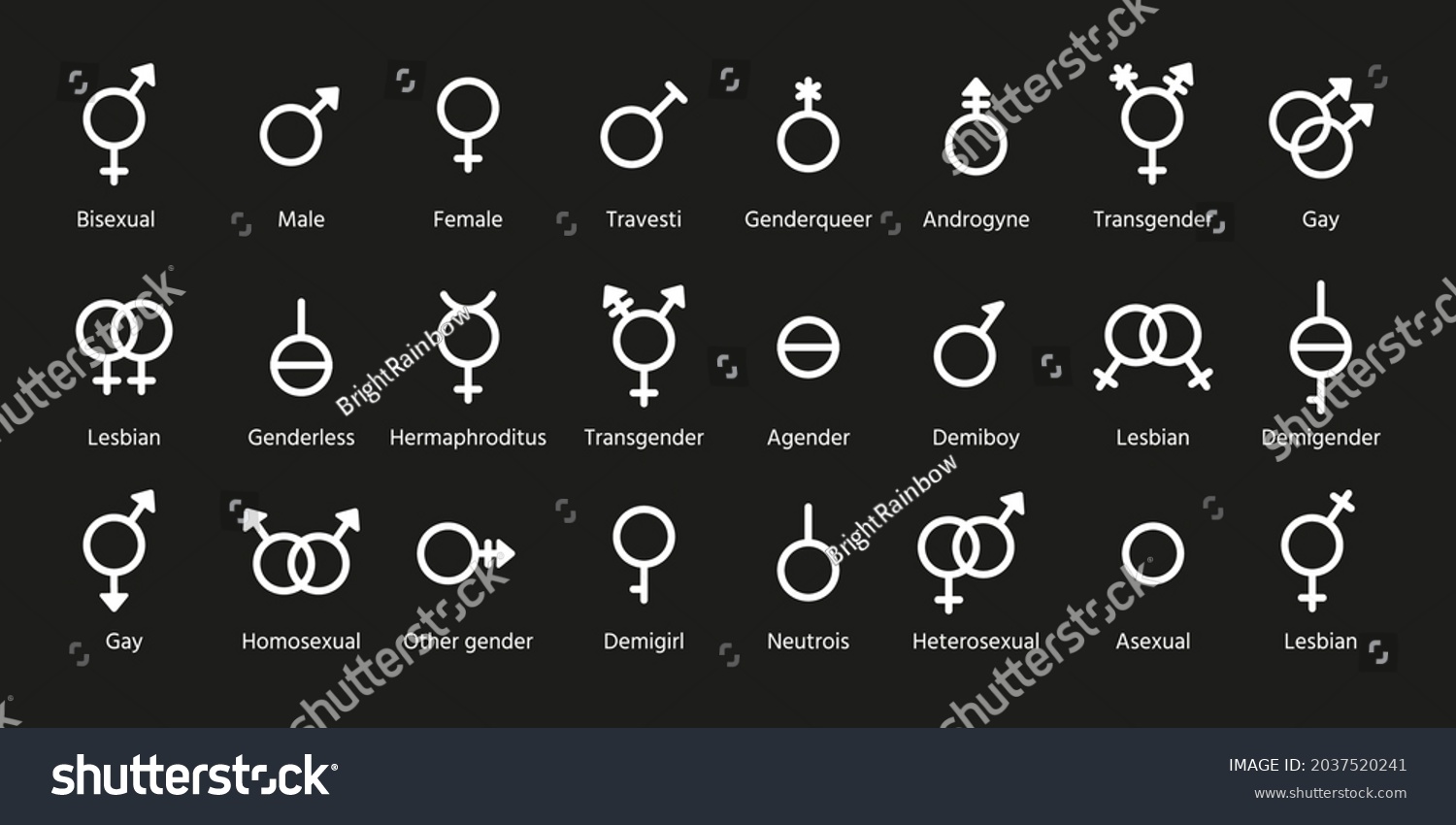 Gender Symbols Vector Sexual Orientation Outline Stock Vector Royalty