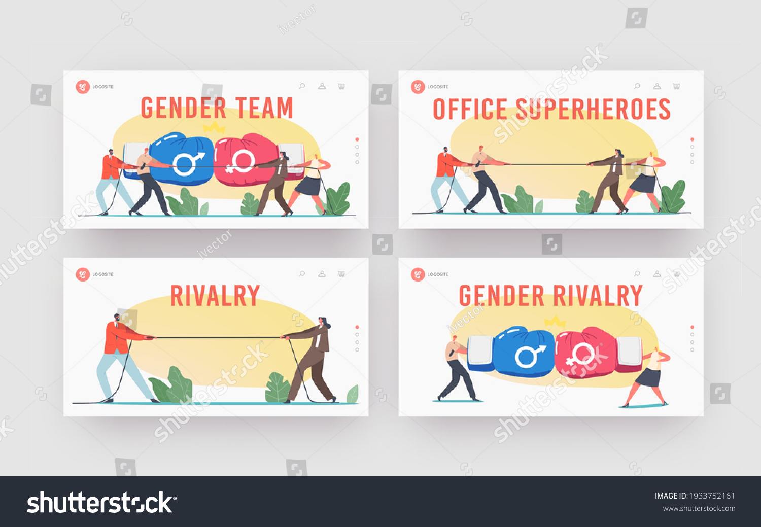 Gender Team Rivalry Office Superheroes Fight Stock Vector Royalty Free 1933752161 Shutterstock 