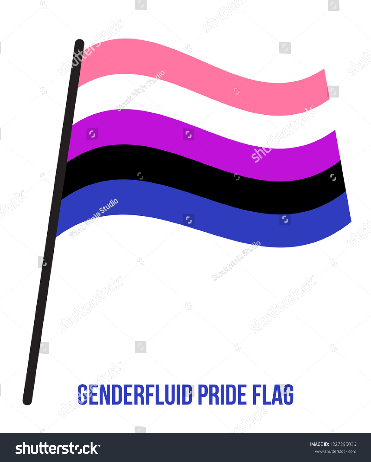 Genderfluid Pride Flag Waving Vector Illustration Stock Vector (Royalty ...