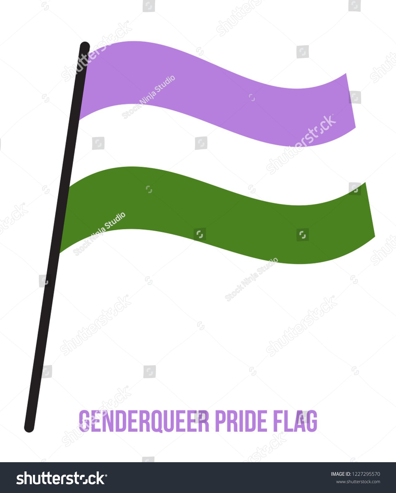 Genderqueer Pride Flag Waving Vector Illustration เวกเตอร์สต็อก ปลอด 7268