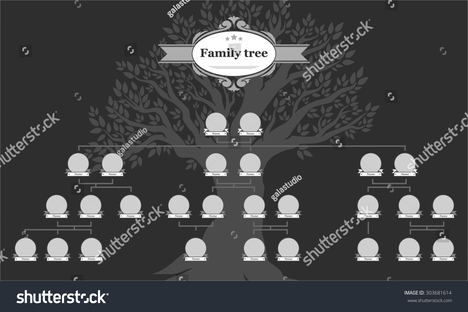 Genealogical Tree Your Family hand Drawn Oak Stock Vector 303681614