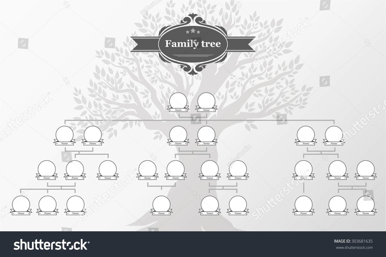Genealogical Tree Your Family Hand Drawn Oak Stock Vektor 303681635 Shutterstock Vintage Genealogical Family Tree Sketch Vector Illustration Stock Vector