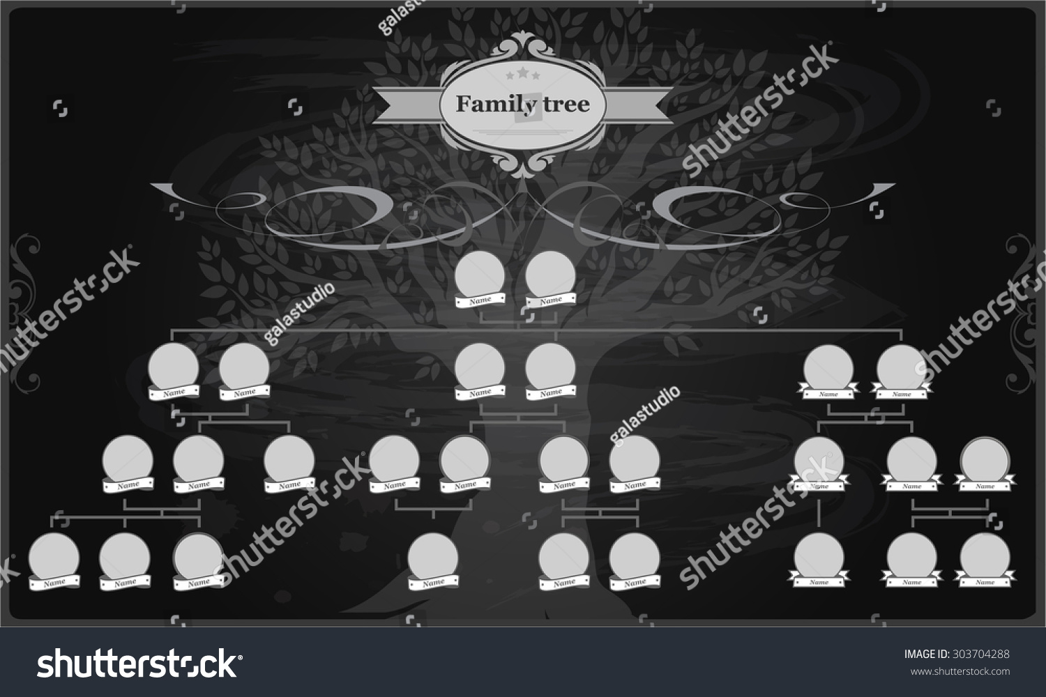 Genealogical Tree Your Family Hand Drawn Stock Vector (Royalty Free ...