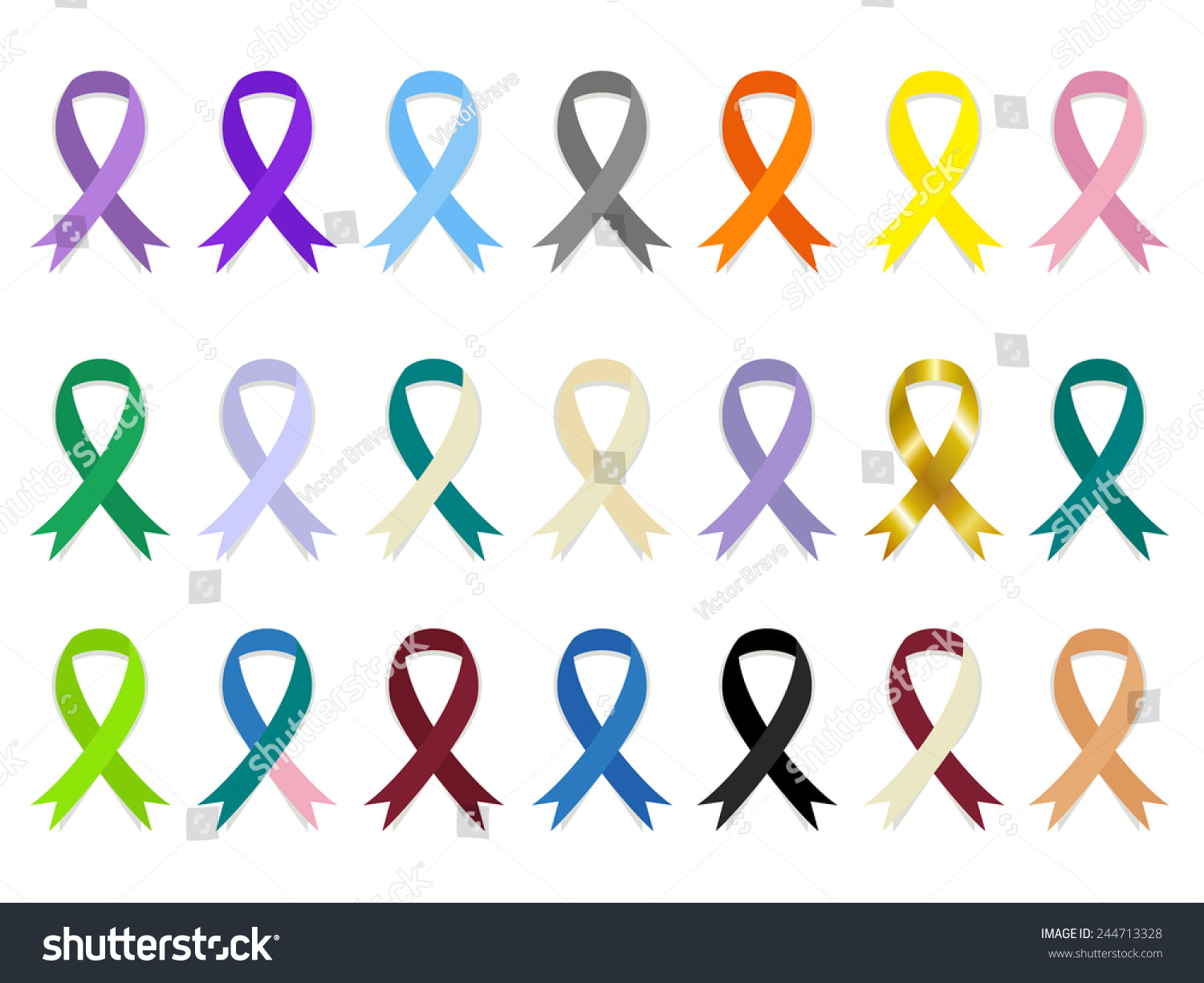 General Cancer Awareness Ribbons, Vector Illustration Set Collection ...