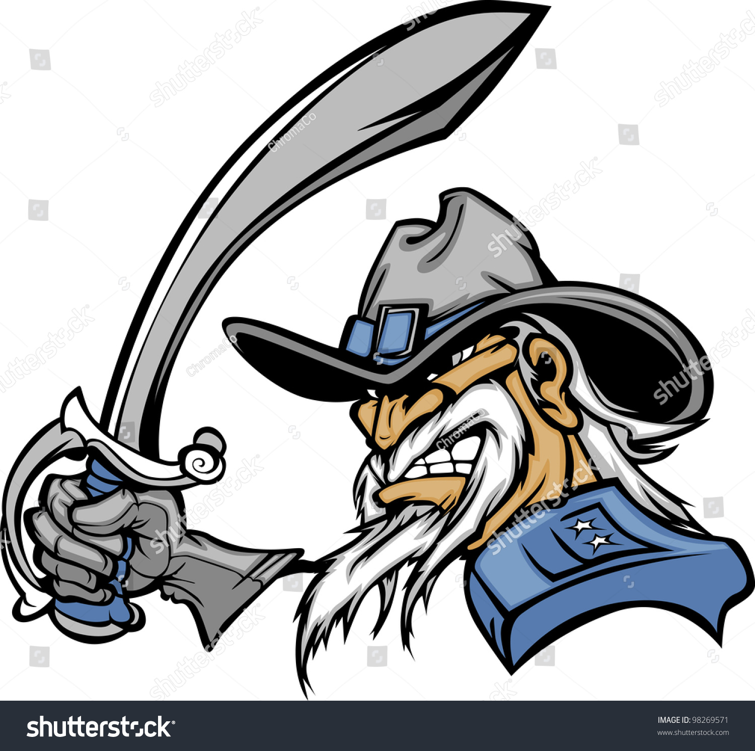 SVG of General or Civil War Soldier Cartoon Vector Mascot Holding a Sword svg