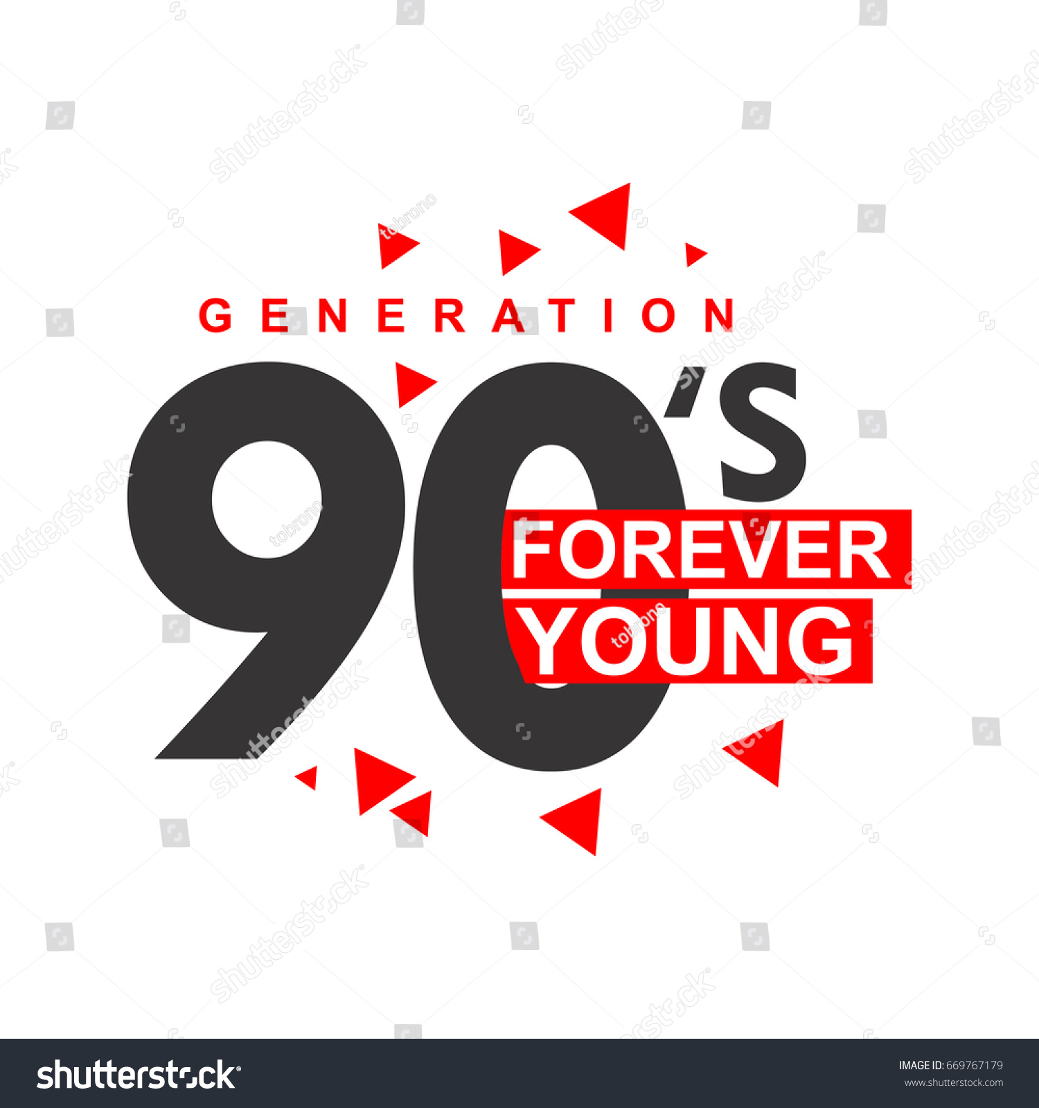 Generation 90s Forever Young Logo Vector Stock Vector Royalty Free