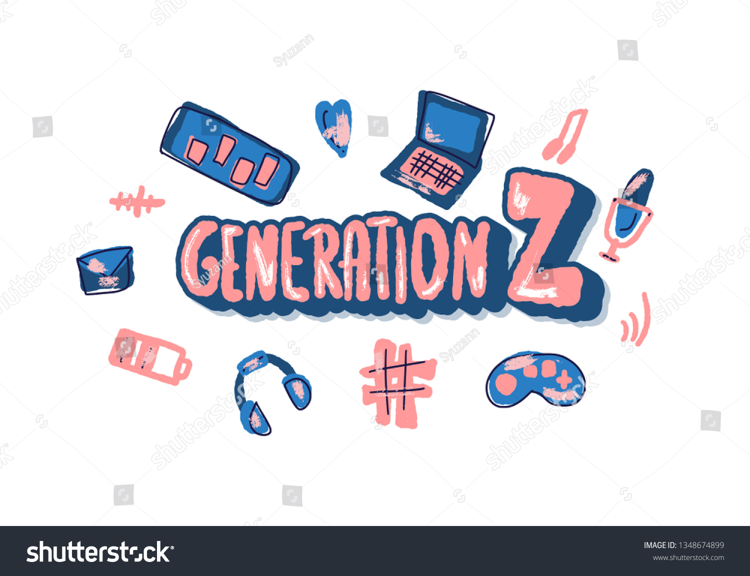 Generation Z Concept Text Digital Symbols Stock Vector (Royalty Free ...