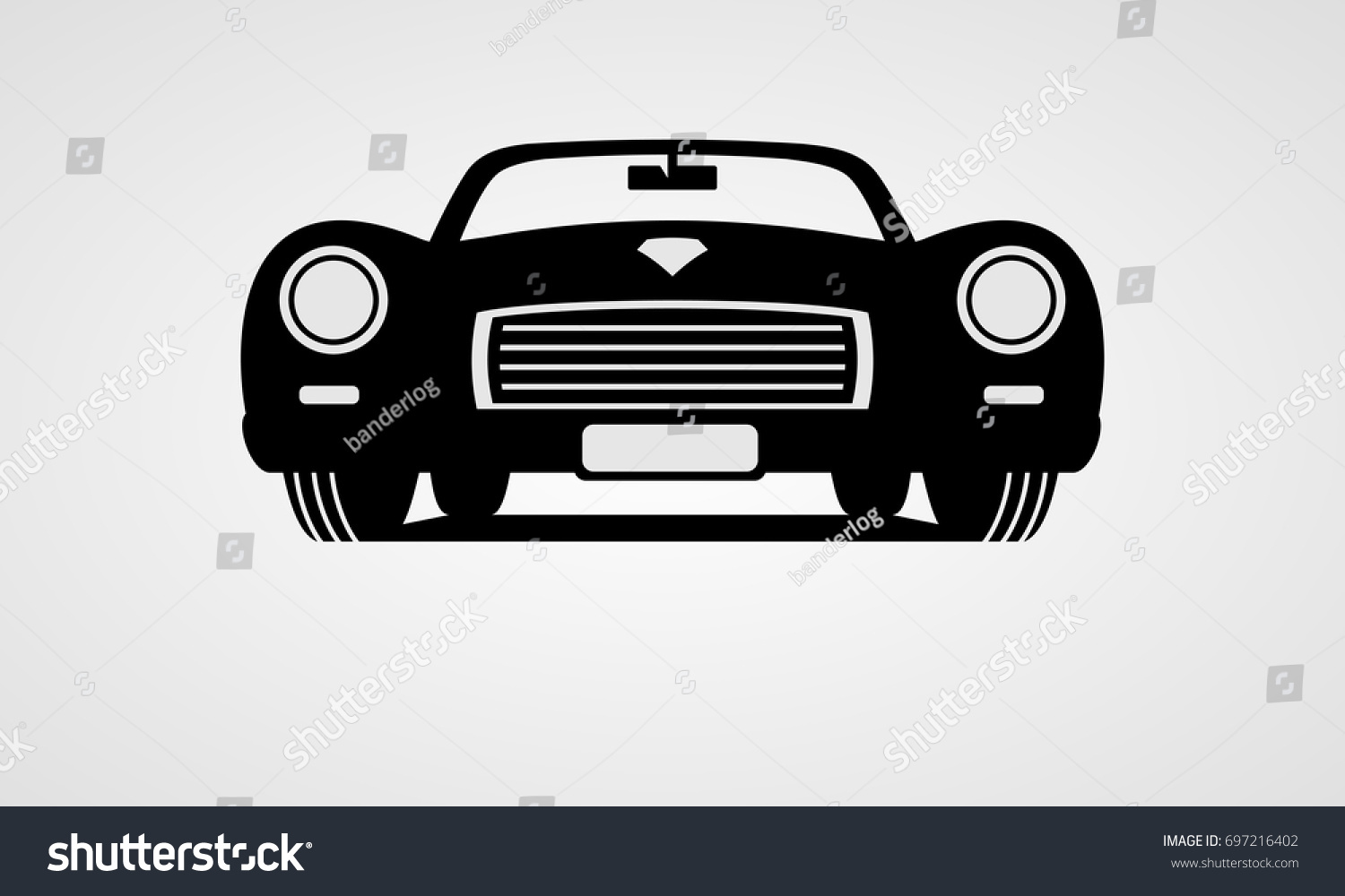 一般的なレトロな車のシルエット正面図 のベクター画像素材 ロイヤリティフリー