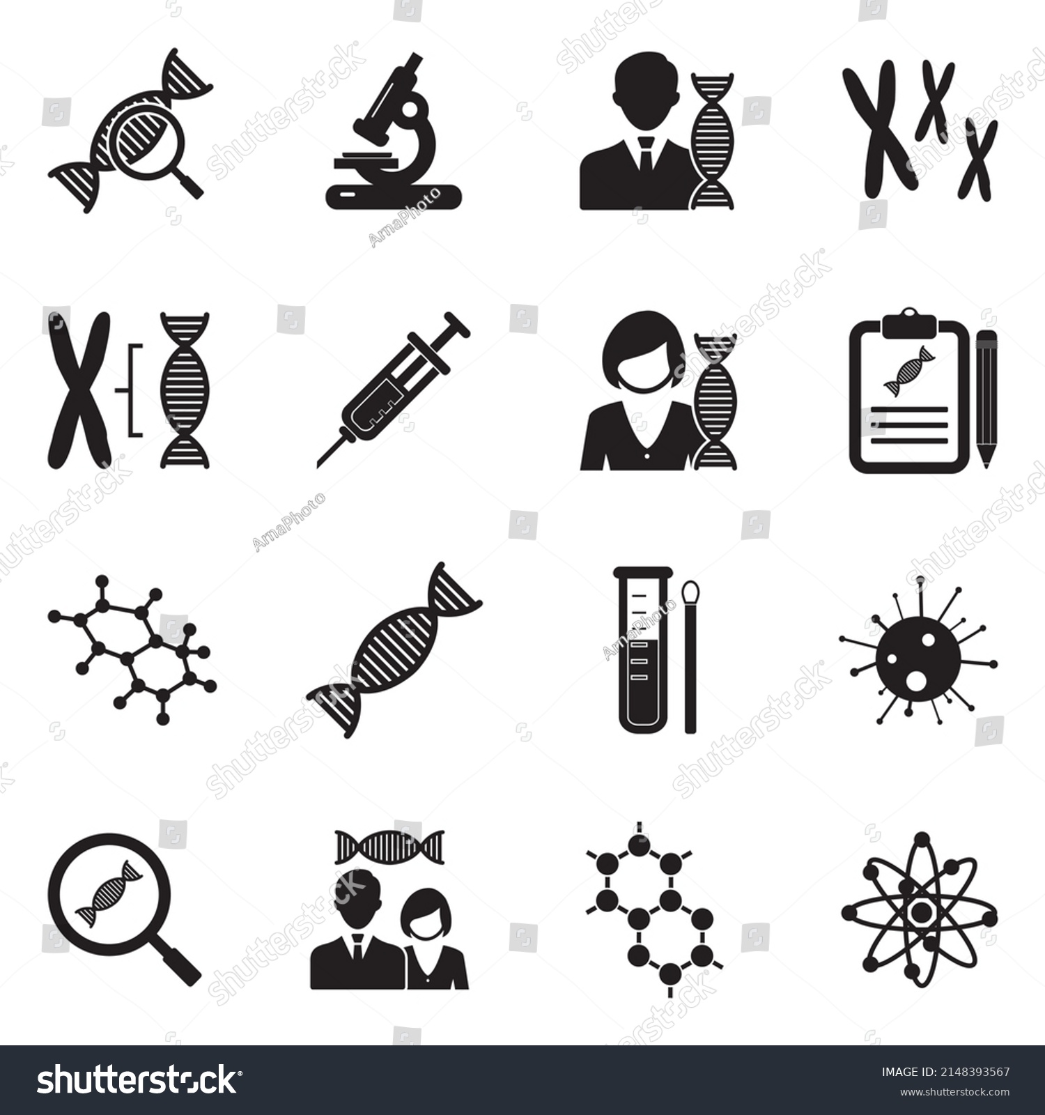 Genetic Icons Black Flat Design Vector Stock Vector (Royalty Free ...