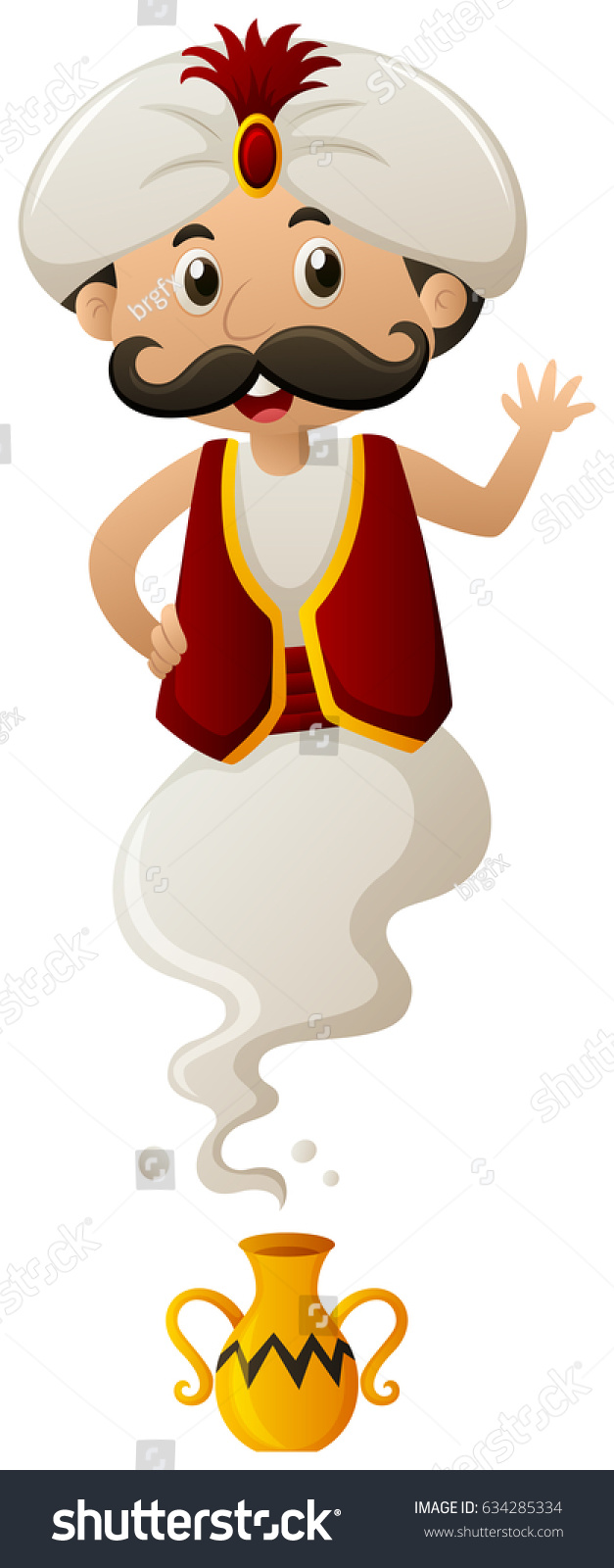 Genie Coming Out Lamp Illustration Stock Vector Royalty Free 634285334