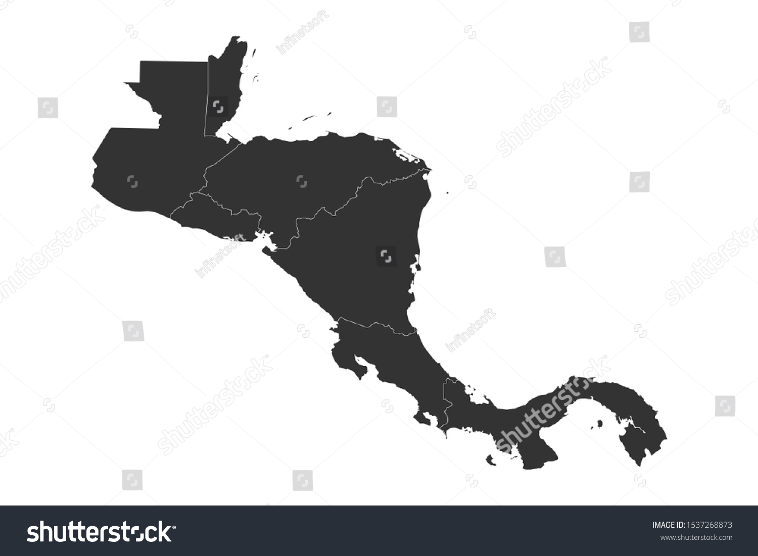 Geographical Central American Countries Map Boundaries Stock Vektor   Stock Vector Geographical Central American Countries Map With Boundaries Vector Illustration 1537268873 