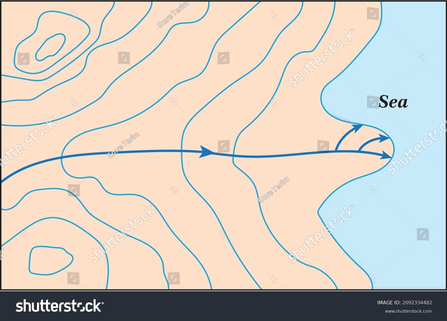 Geography Landforms Isohips Topography Map Stock Vector (Royalty Free ...