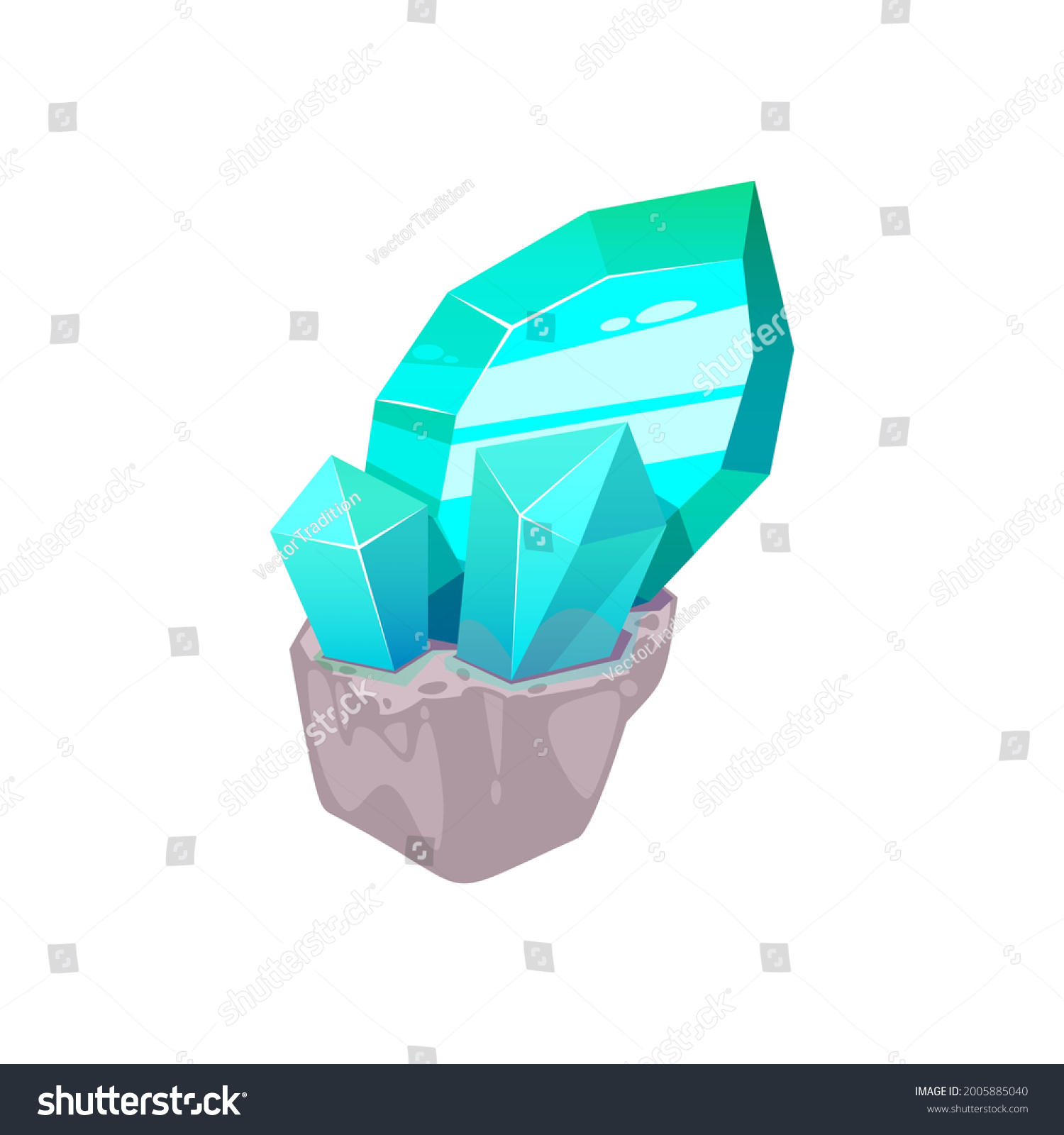 SVG of Geology romantic topaz isolated blue mineral precious or semiprecious stone icon. Vector emerald, natural luxury geology object, ui game treasure. Aquamarine in rock, geological shiny tourmaline stone svg
