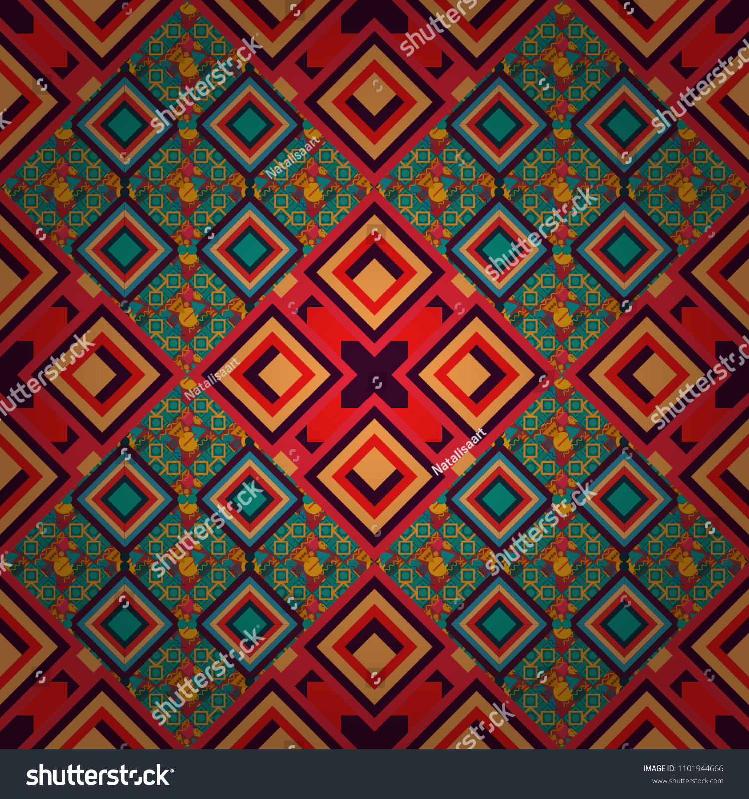 Geometric Abstract Mosaic Seamless Pattern With Tiles And Simple Shapes Geometric Abstract Mosaic Seamless Pattern With Tiles And Simple Shapes