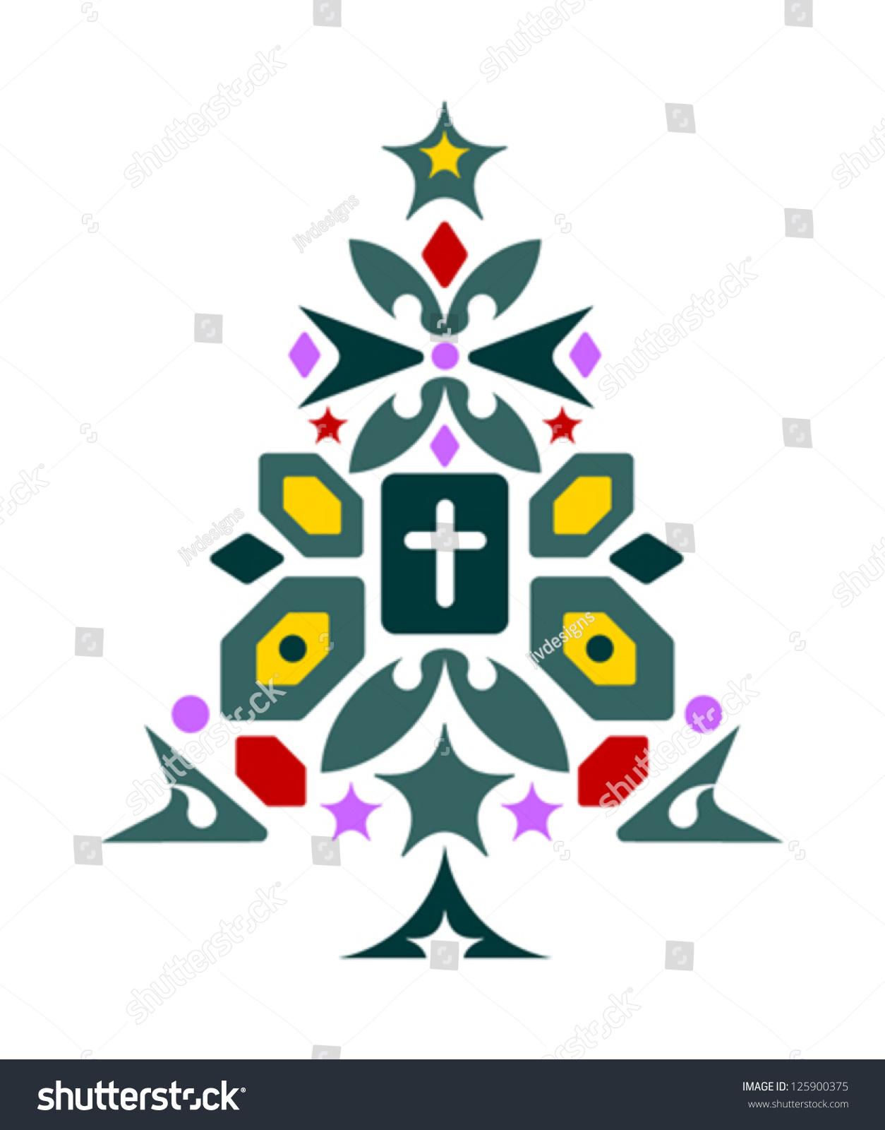 Geometric Christmas Tree With Cross And Stars Geometric Christmas Tree With Cross And Stars