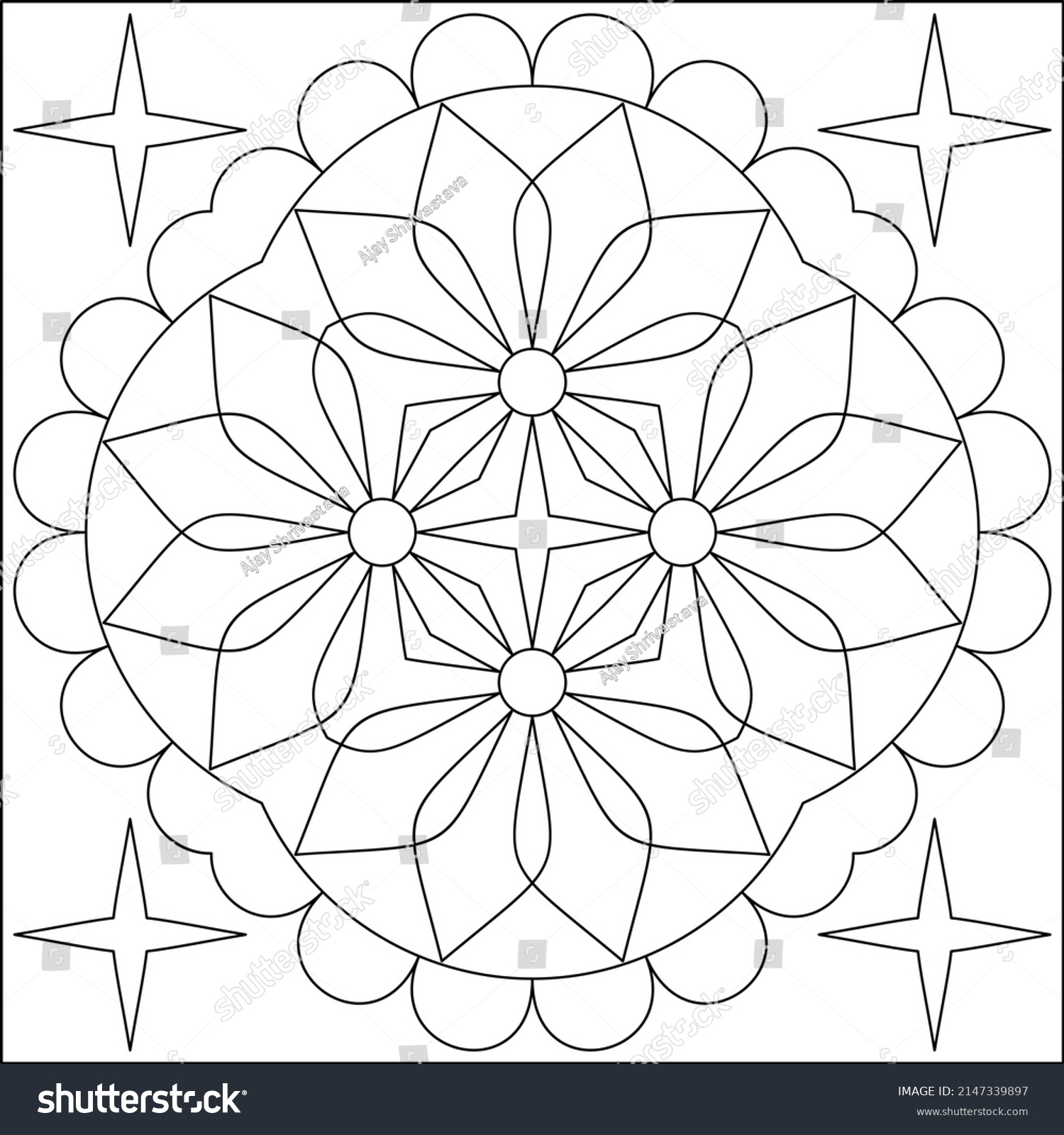 Geometric Coloring Page Geometric Shape Outline Stock Vector (Royalty ...