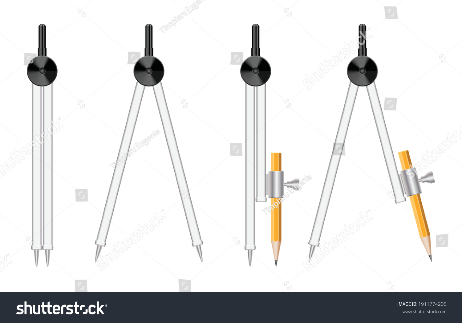 Geometric Compass Pencil Vector Illustration Stock Vector (Royalty Free ...