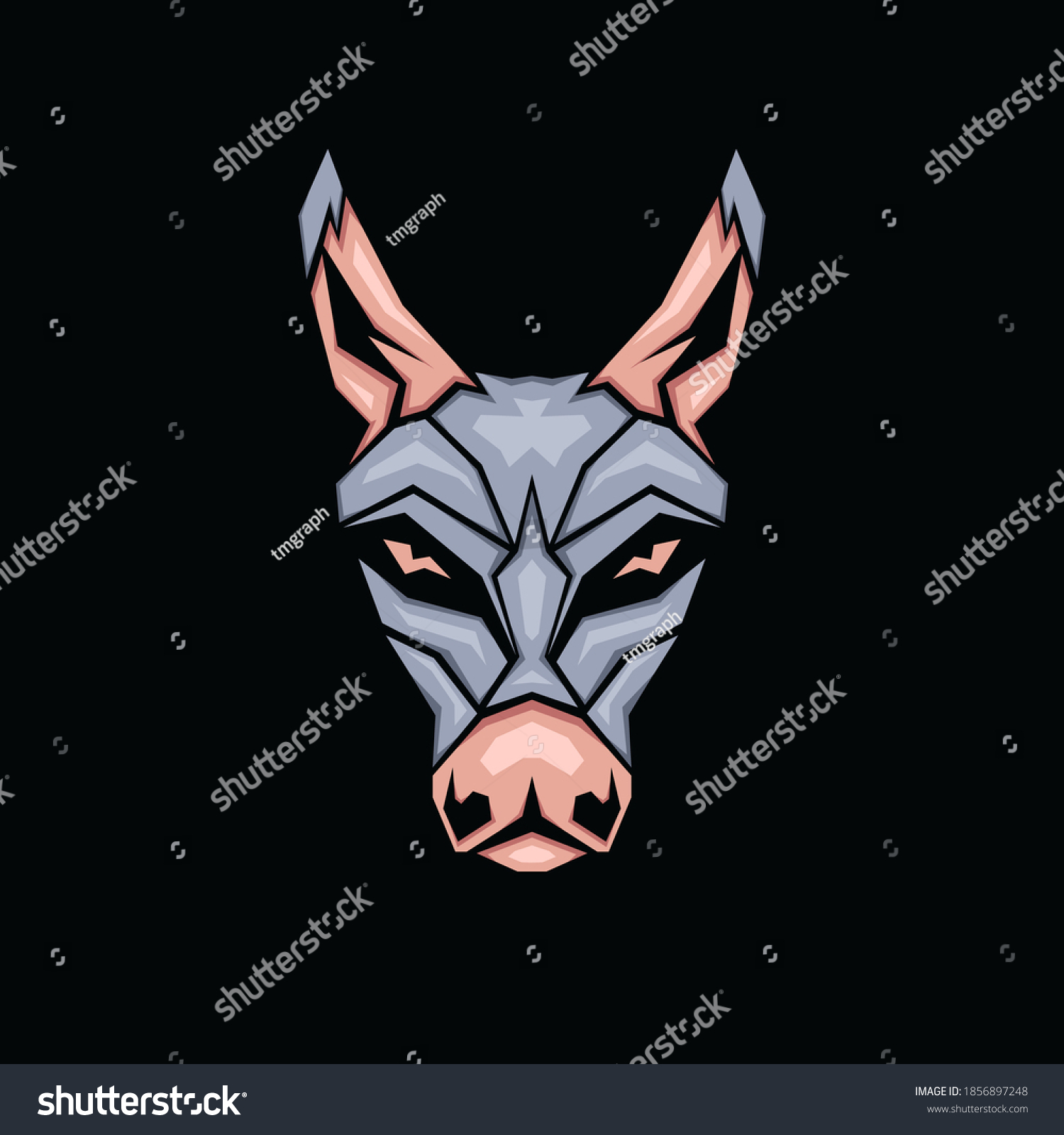 SVG of Geometric Donkey Mascot, Animal design emblem template for Logo or Tshirt svg