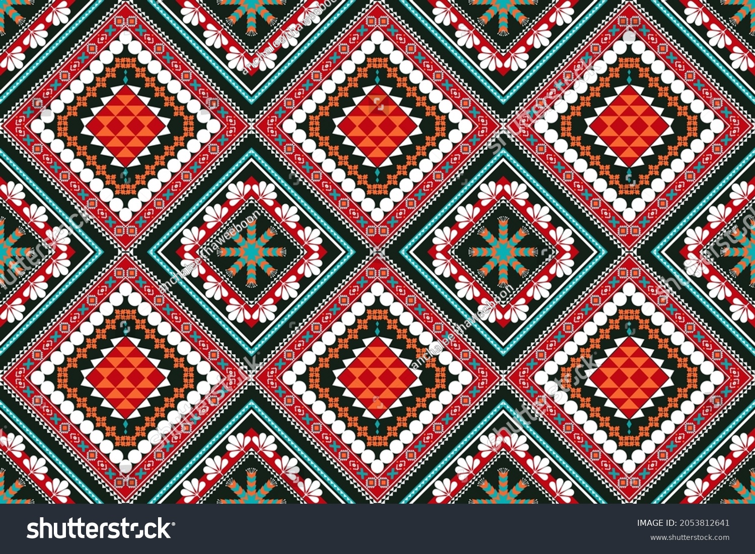 SVG of Geometric ethnic oriental pattern traditional.ancient art arabesque on black background.Aztec style beautiful embroidery abstract vector.design for texture,fabric,clothing,wrapping,decoration,carpet. svg