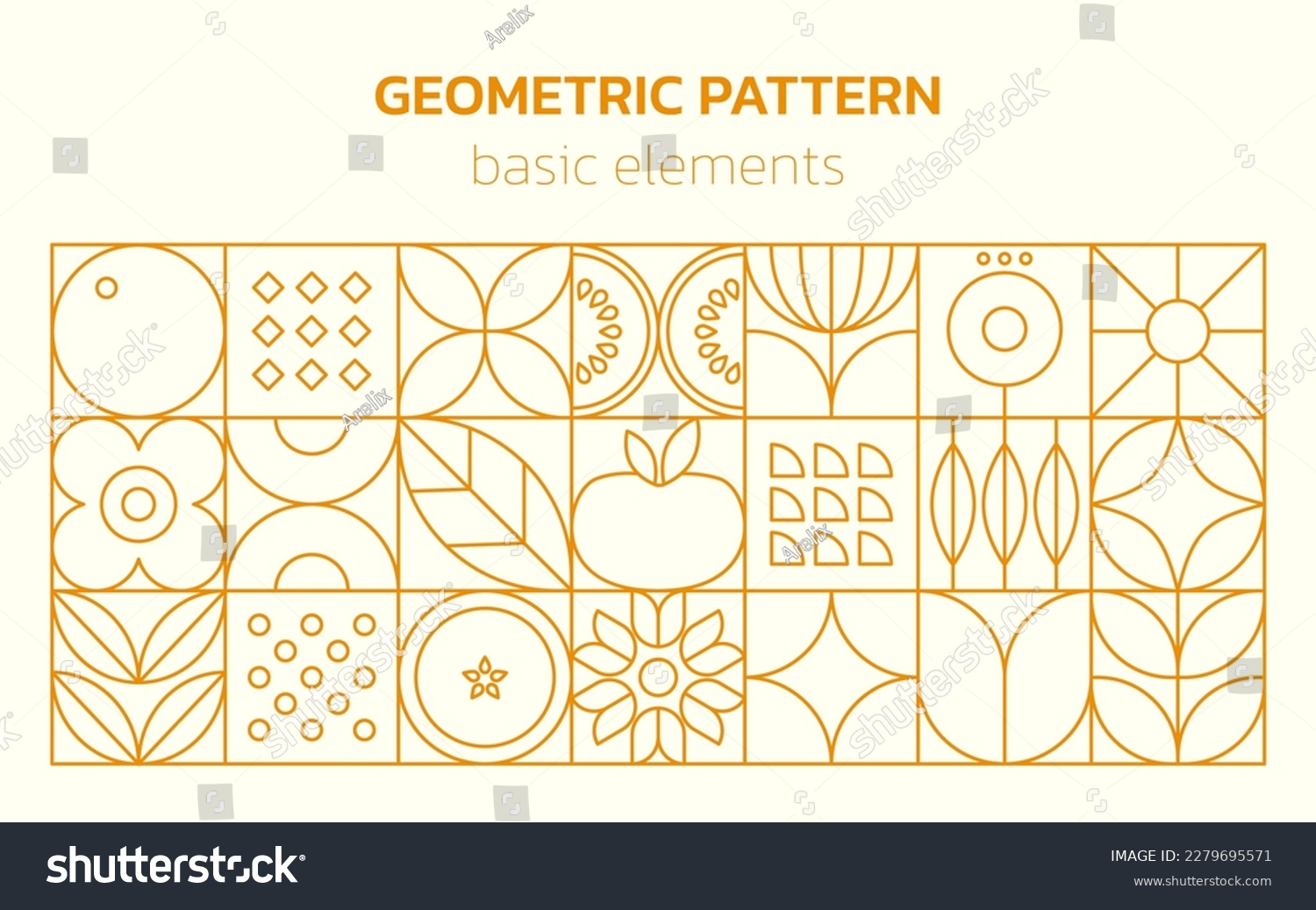 SVG of Geometric food line pattern. Natural flower plant simple shape, abstract eco agriculture concept. Vector minimal banner svg