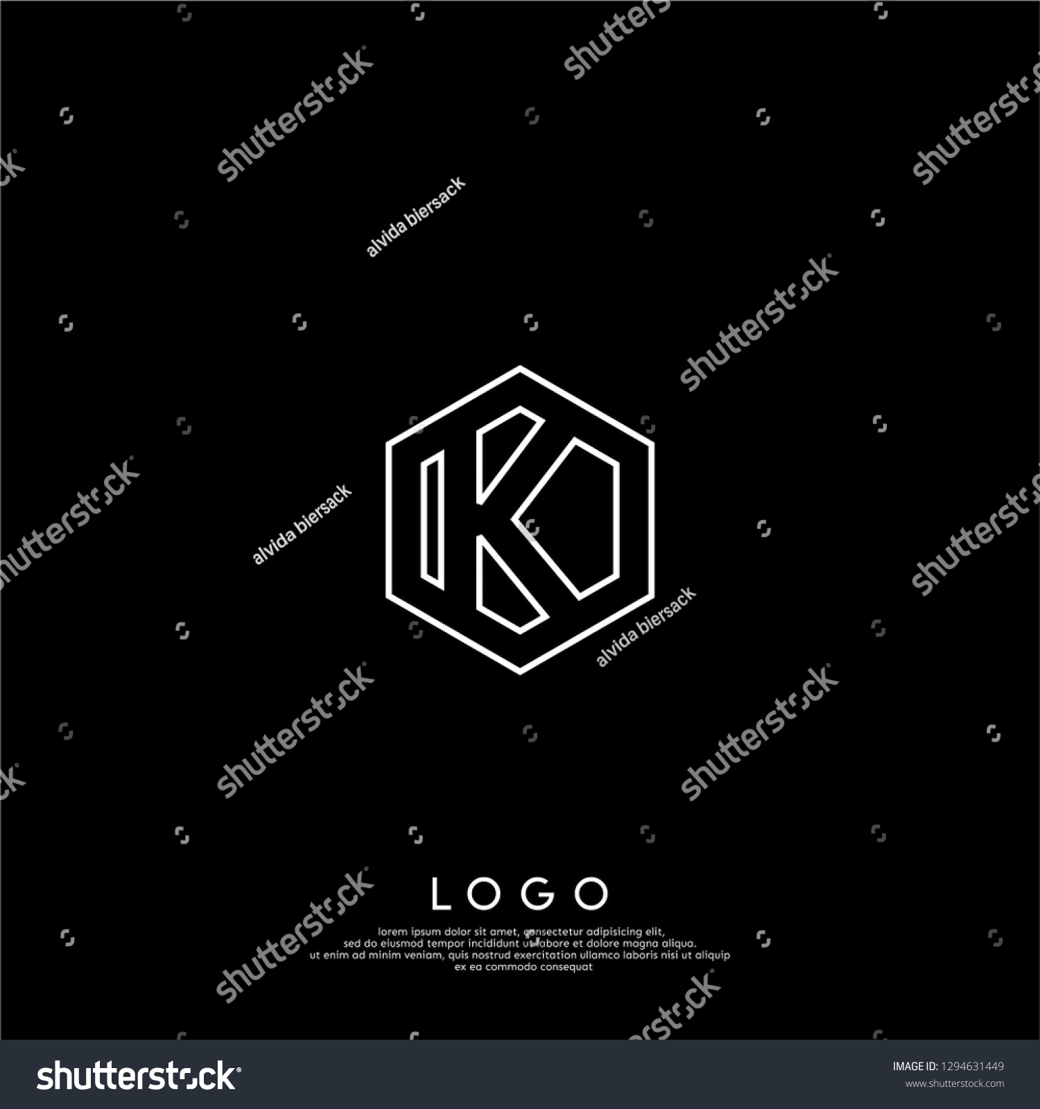 Geometric Hexagonal Lines K Logo Letter Stock Vector (Royalty Free ...