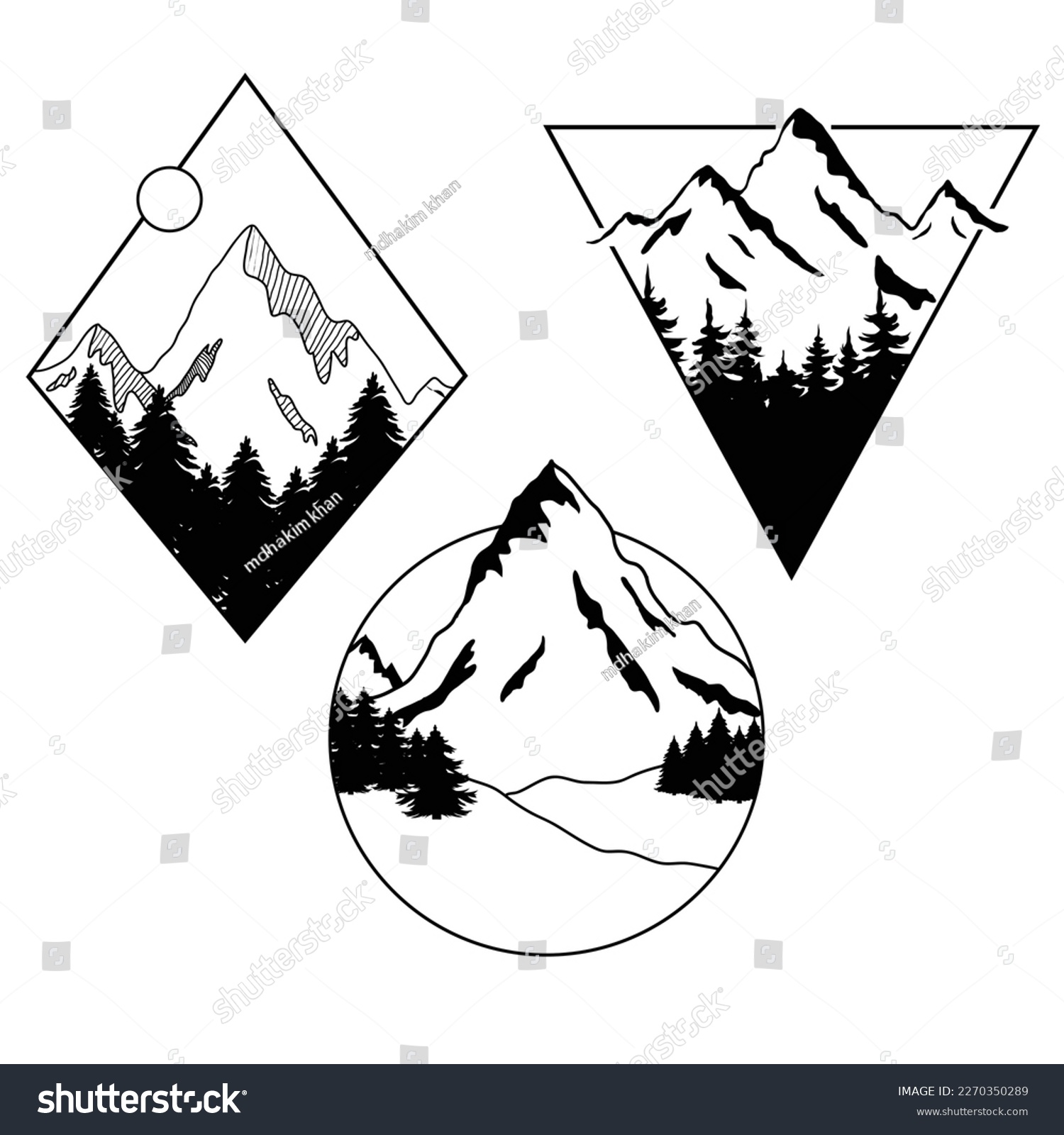 SVG of Geometric mountains svg, mountain svg outline, camping outdoors adventure svg svg