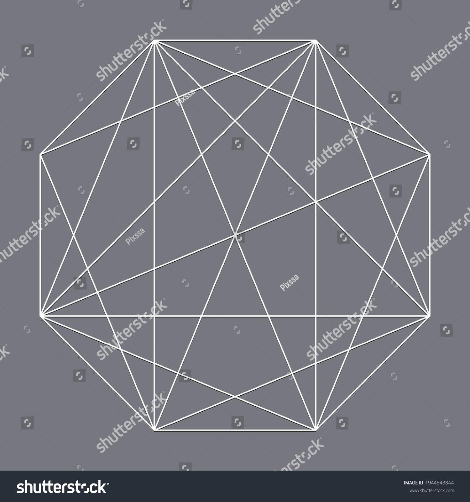 Geometric Octagon Polygon Diagonal Angles Drawn Stock Vector (Royalty ...