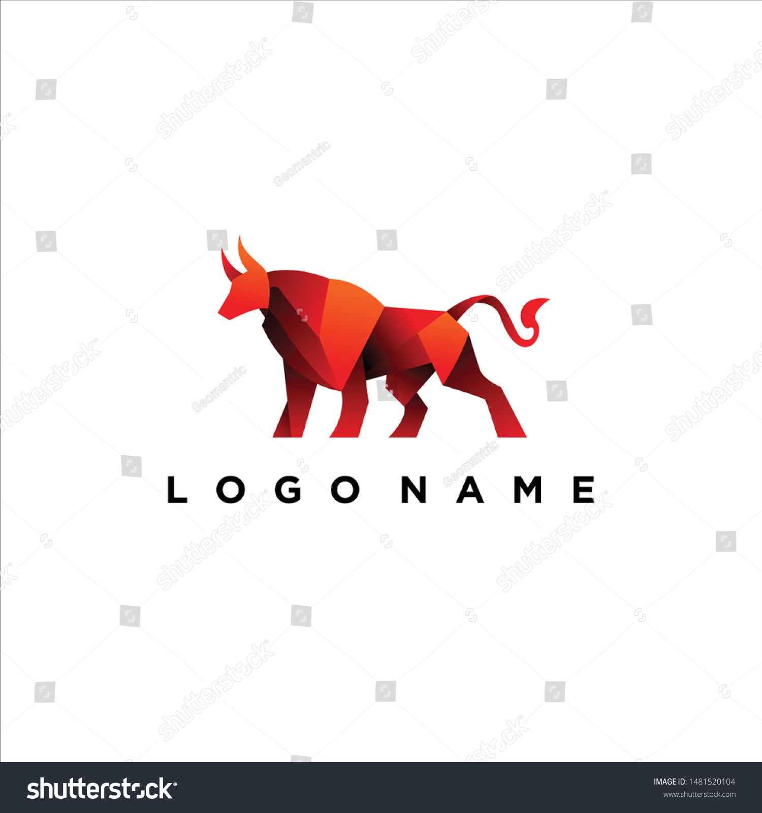 Geometric Red Bull Logo Design Vector Stock Vector Royalty Free