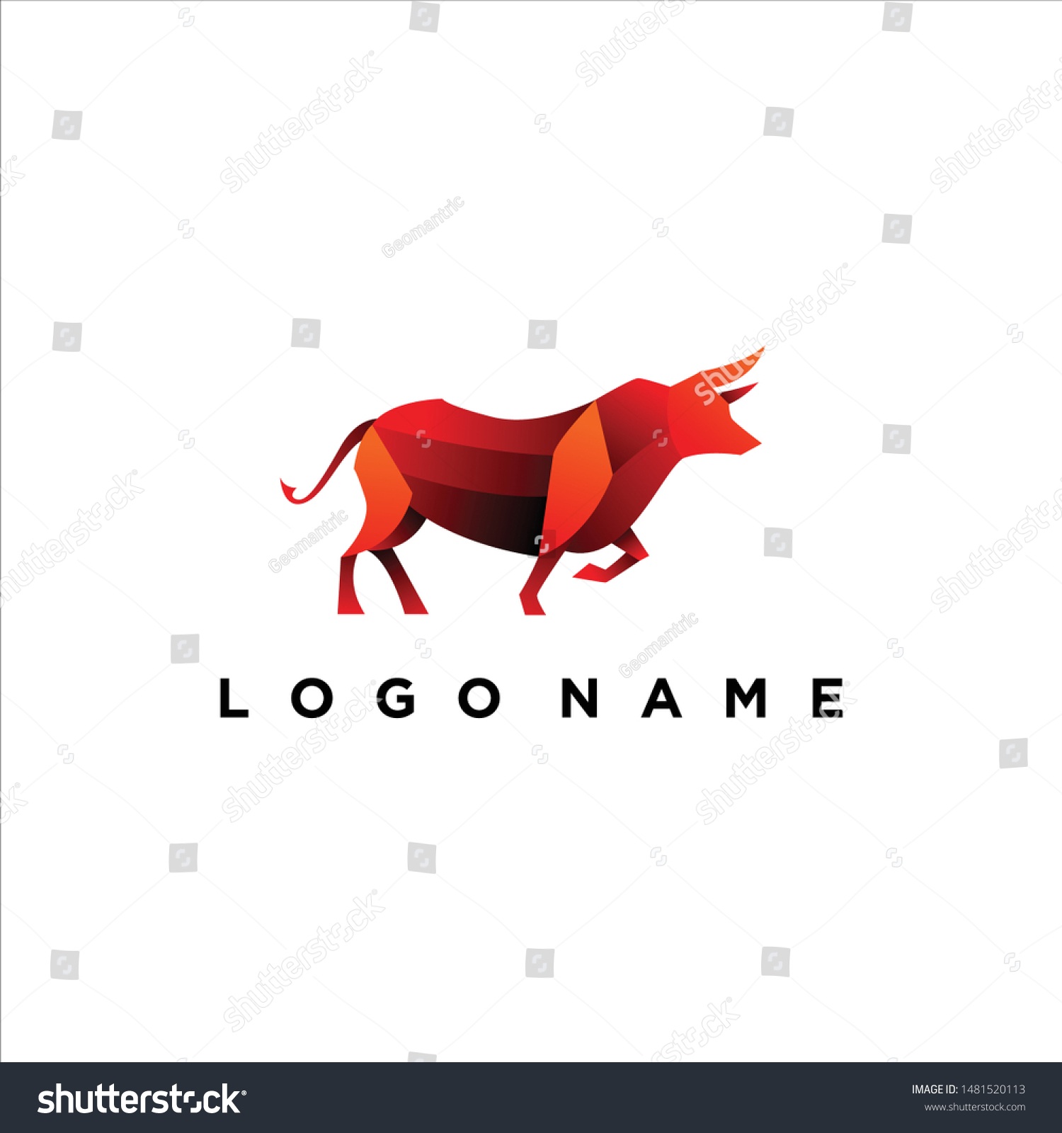 Geometric Red Bull Logo Design Vector Stockvector Rechtenvrij 1481520113