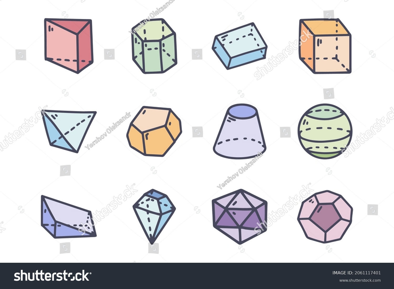 Geometric Solids Color Vector Doodle Simple Stock Vector Royalty Free