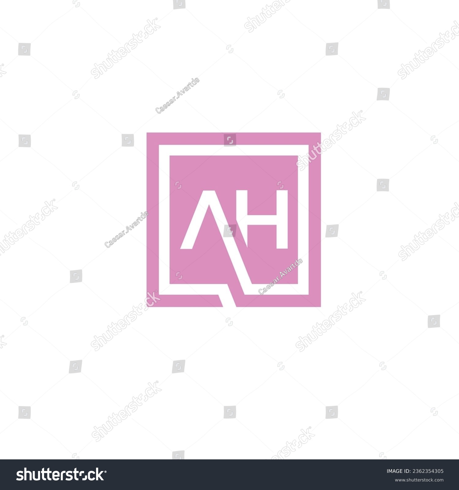 SVG of geometric square AH logo letters design concept with gold background color svg