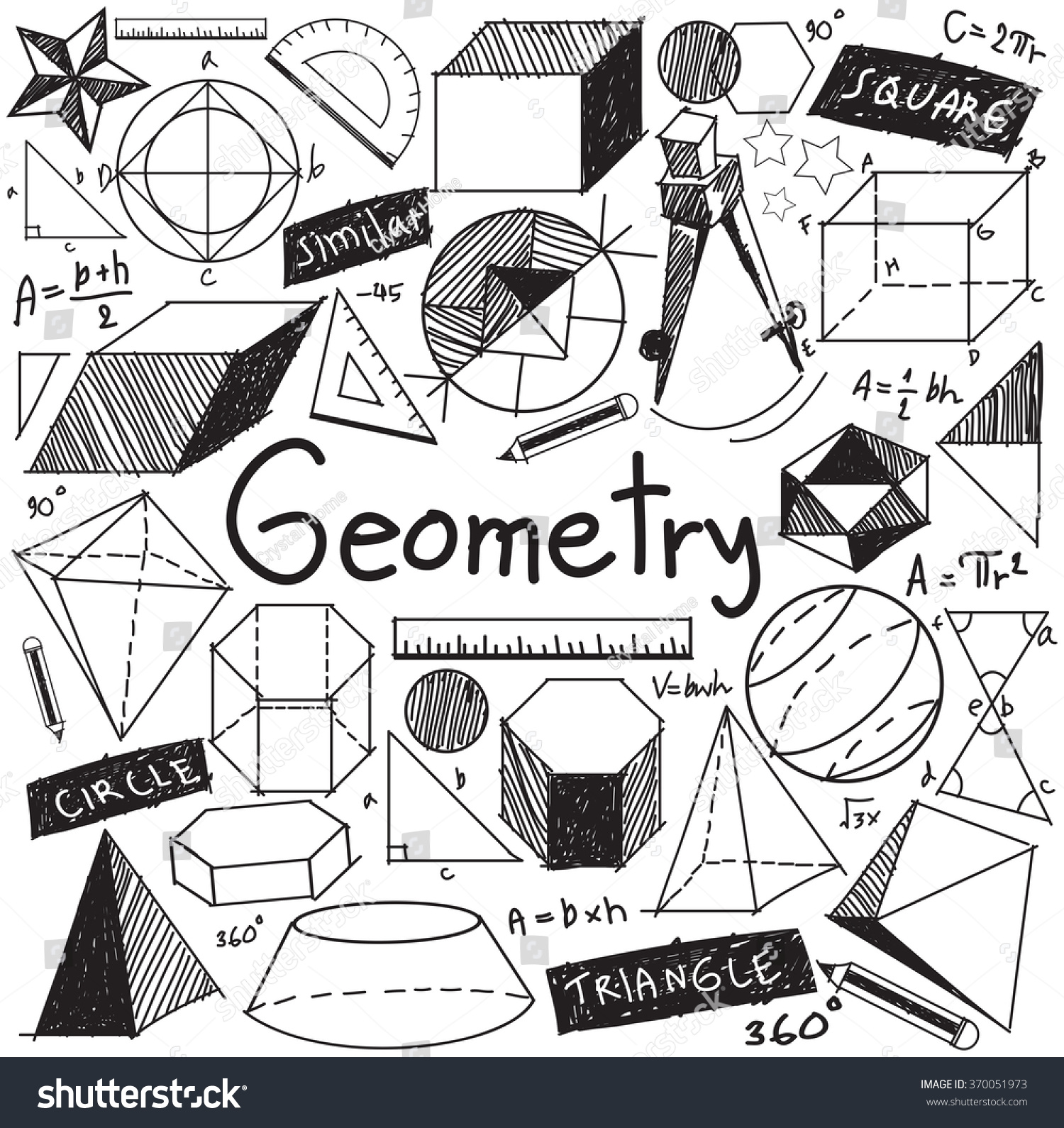 Geometry Math Theory Mathematical Formula Doodle Stock Vector