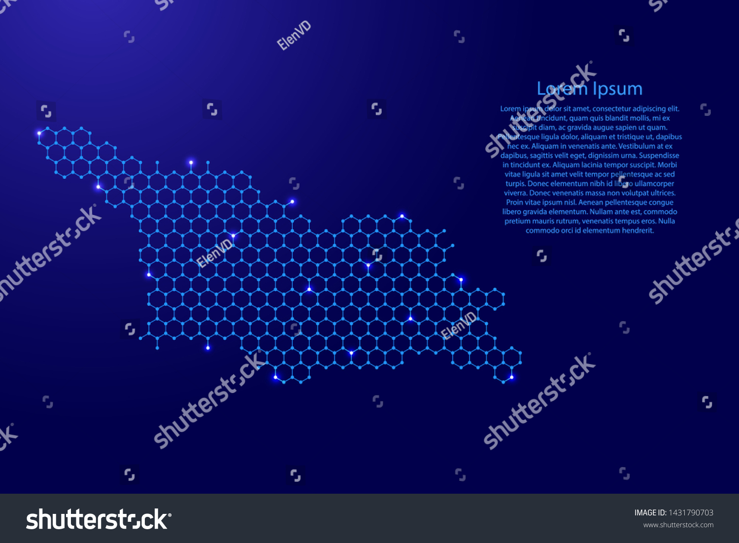 Georgia Country Map Futuristic Hexagonal Shapes Stock Vector (Royalty ...