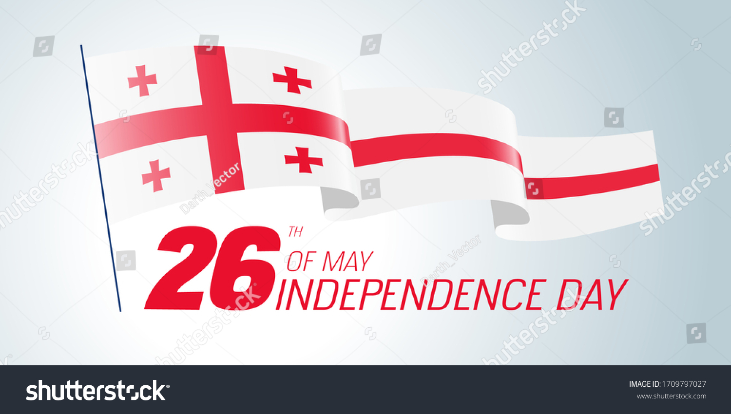 SVG of Georgia happy independence day greeting card, banner vector illustration. Georgian national holiday 26th of May design element with waving flag on the pole svg