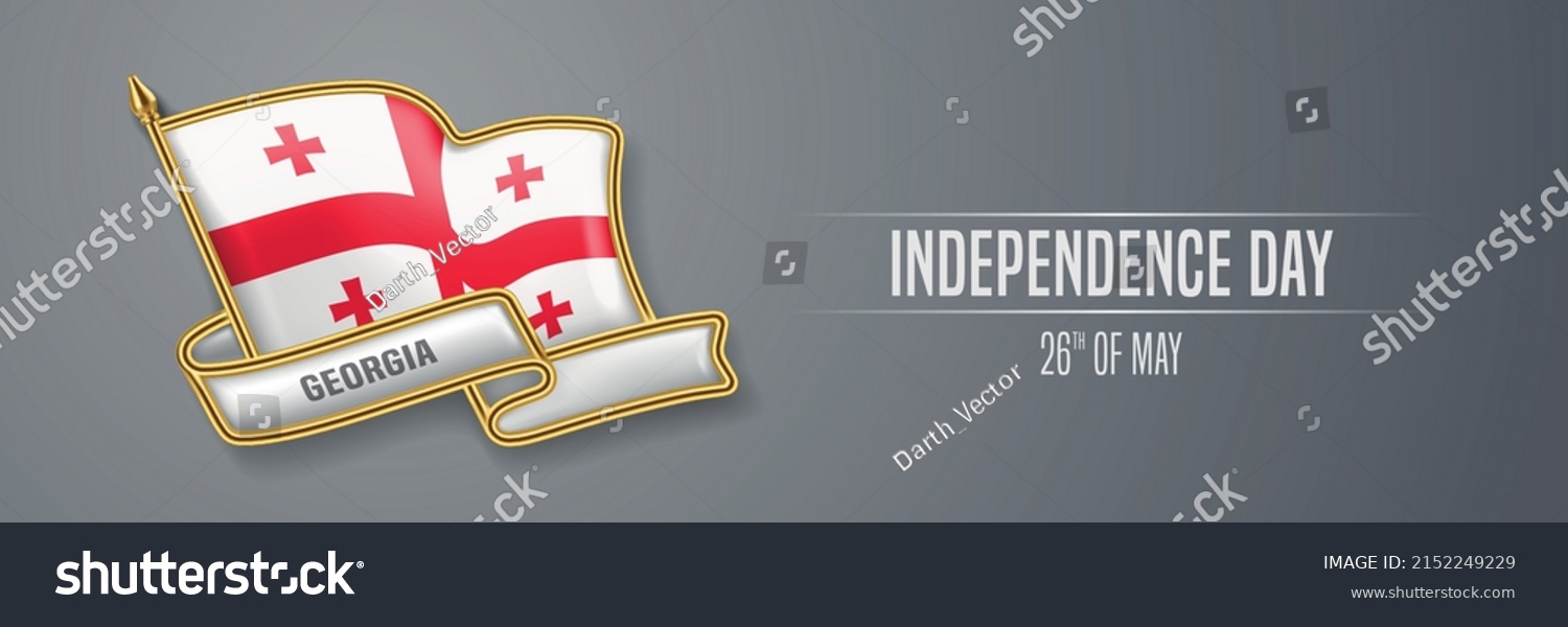 SVG of Georgia happy independence day greeting card, banner vector illustration. Georgian national holiday 26th of May design element with 3D pin with flag svg