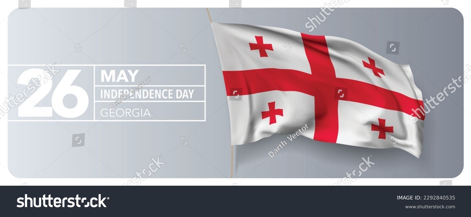 SVG of Georgia happy independence day greeting card, banner vector illustration. Georgian national holiday 26th of May design element with 3D waving flag on flagpole svg