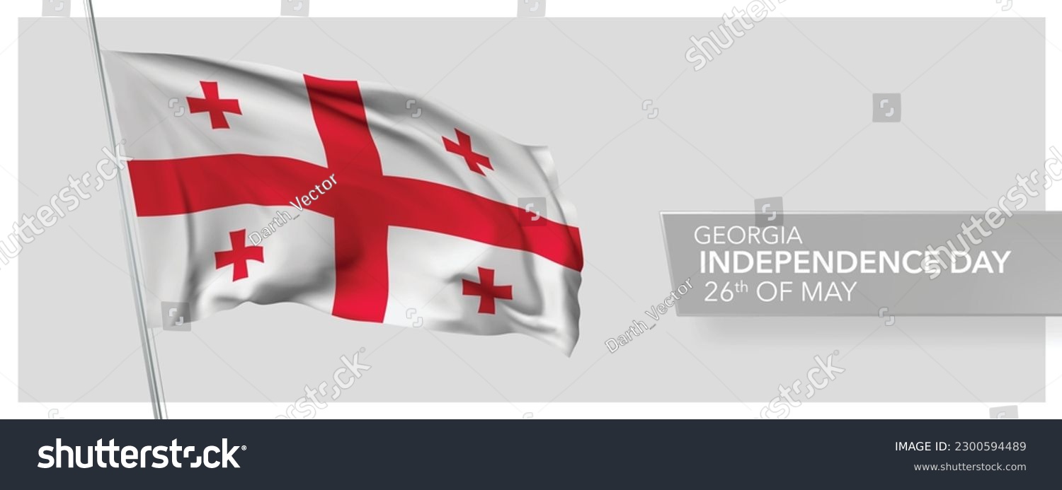 SVG of Georgia happy independence day greeting card, banner vector illustration. Georgian national holiday 26th of May design element with 3D flag svg