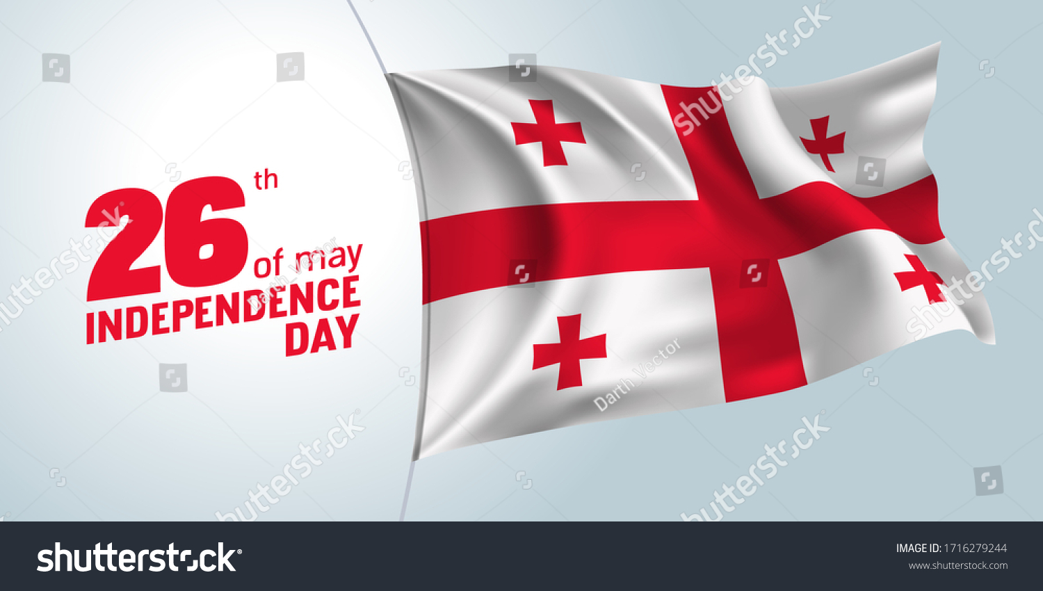 SVG of Georgia independence day greeting card, banner, vector illustration. Georgian holiday 26th of May design element with waving 3D flag on a flagpole as a symbol of independence svg