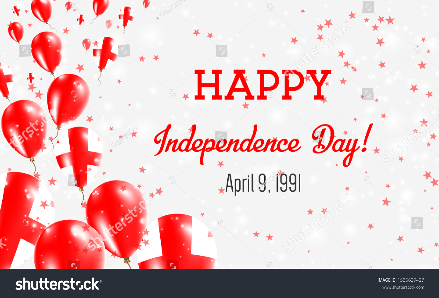 SVG of Georgia Independence Day Greeting Card. Flying Balloons in Georgia National Colors. Happy Independence Day Georgia Vector Illustration. svg