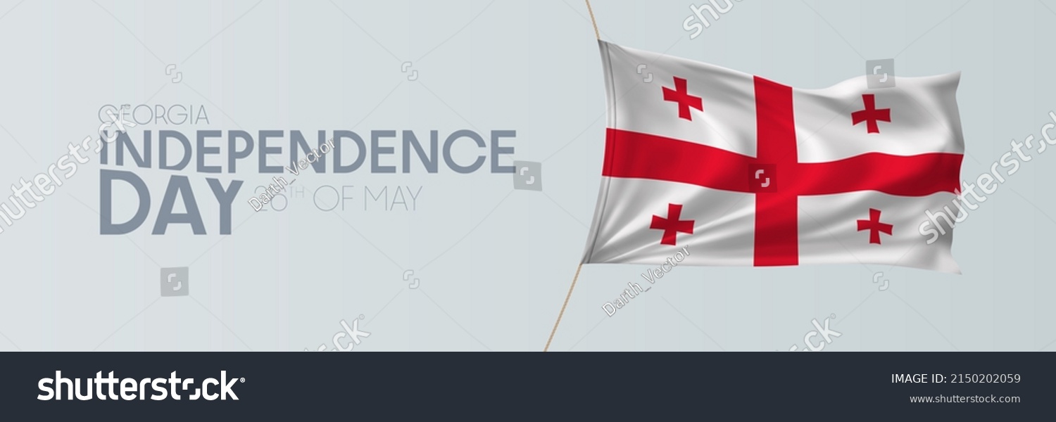 SVG of Georgia independence day vector banner, greeting card. Georgian wavy flag in 26th of May national patriotic holiday horizontal design svg