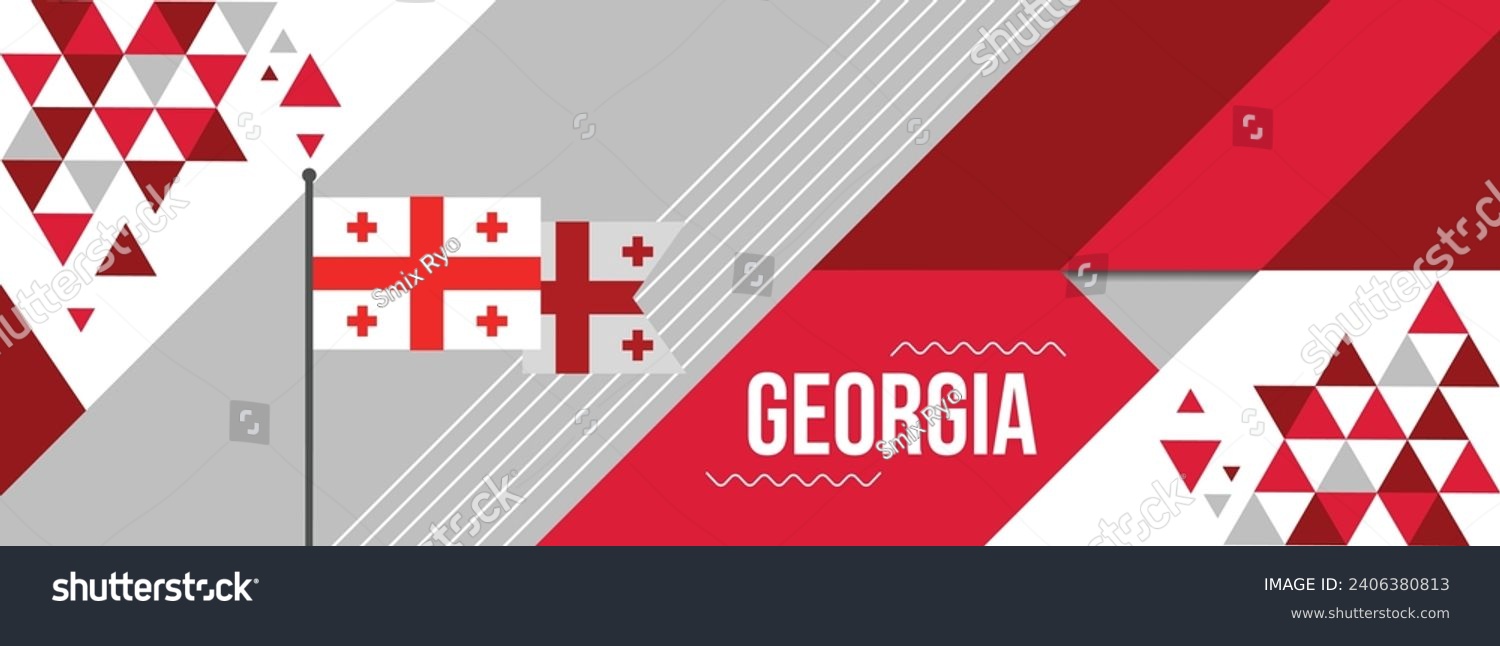 SVG of Georgia national or independence day banner design for country celebration. Flag of Georgia with modern retro design and abstract geometric icons. Vector illustration
 svg