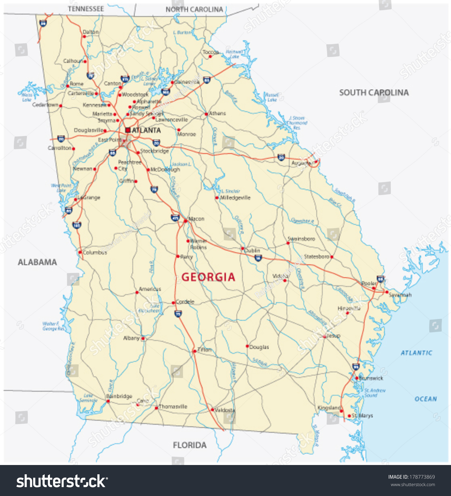 Printable Road Map Of Georgia