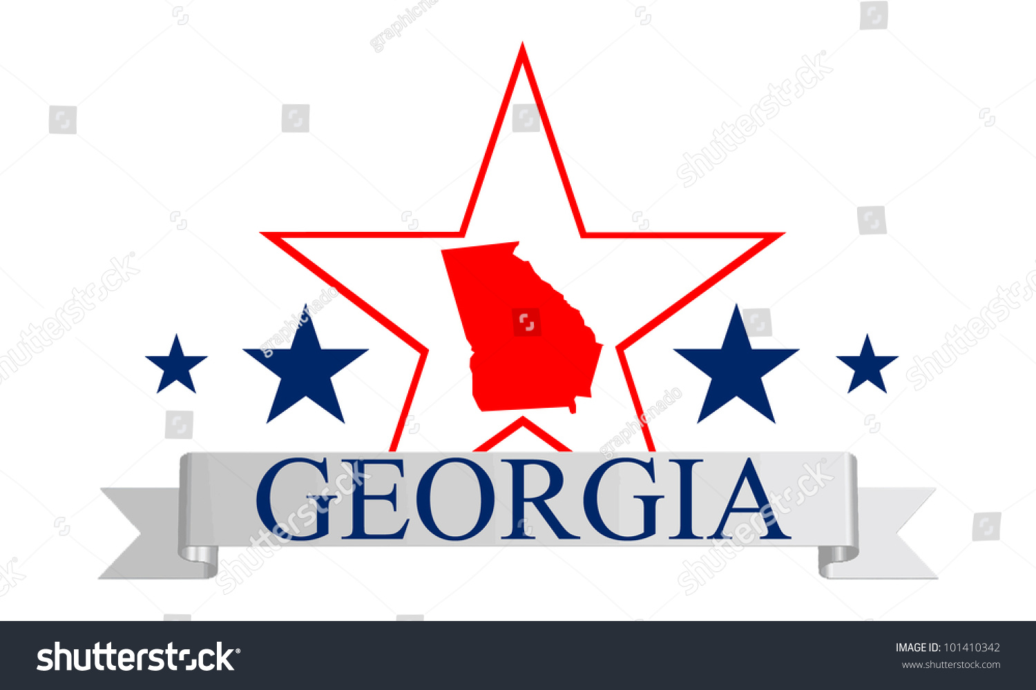 Georgia State Map Star Name Stock Vector (Royalty Free) 101410342 ...