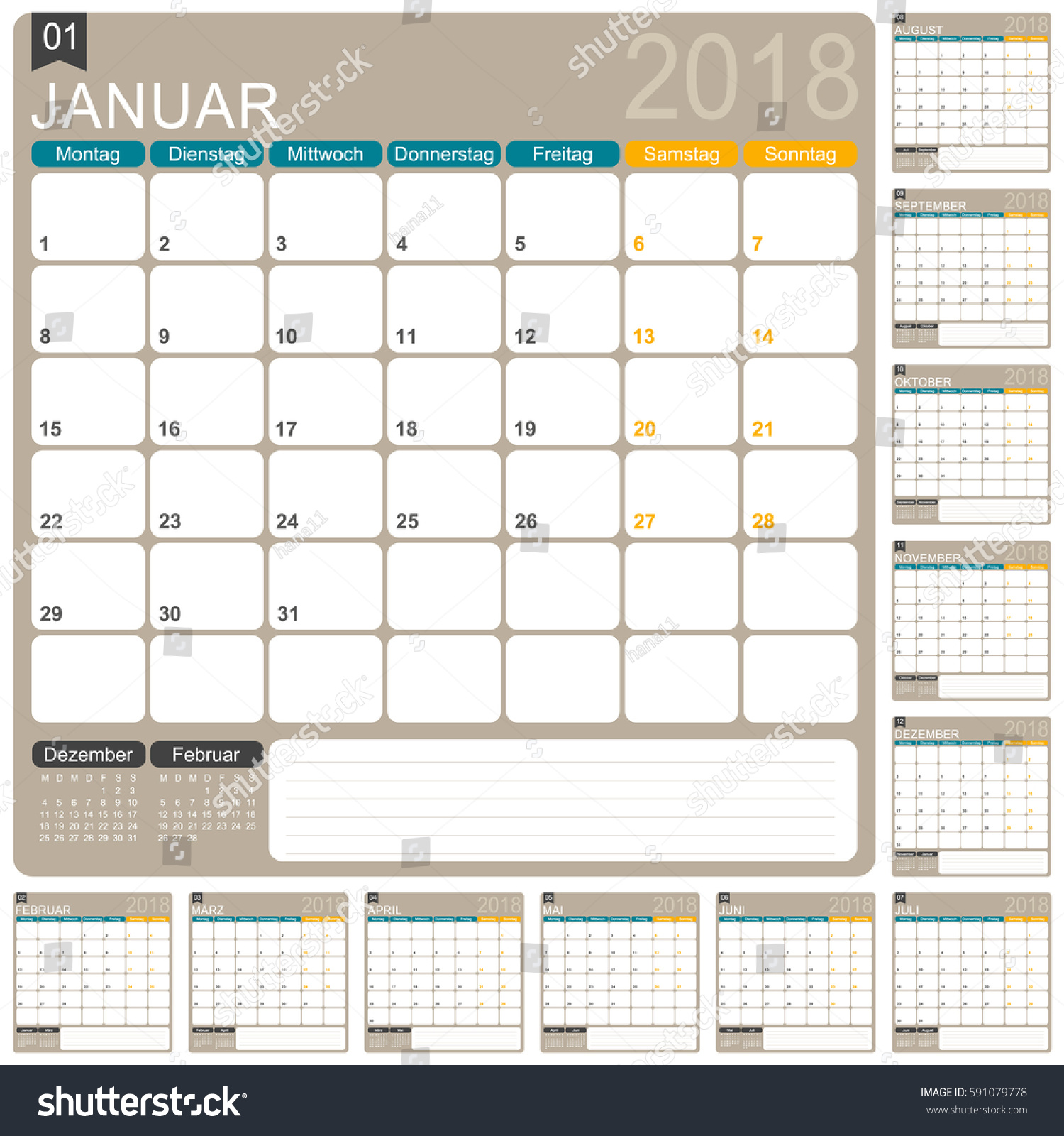 german calendar template year 2018 set stock vector royalty free 591079778 shutterstock