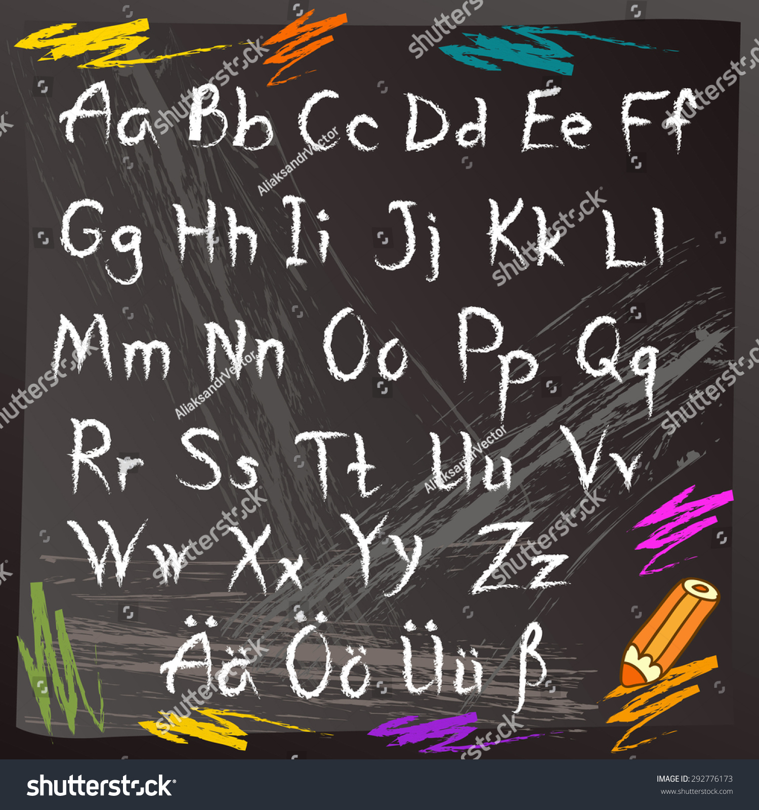 German School Alphabet On Classroom Blackboard Stock Vector Royalty Free