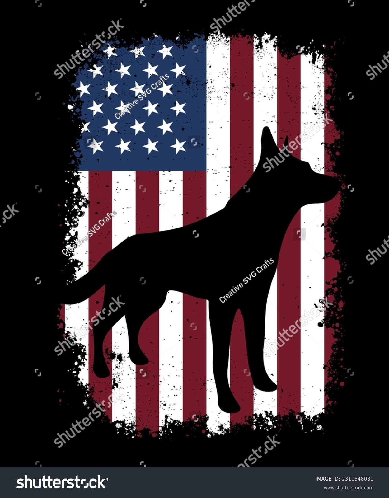 SVG of German Shepherd American Flag shirt Independence 4th of July T-Shirt, Shirt Print Template, Patriotic Dog Shirt svg