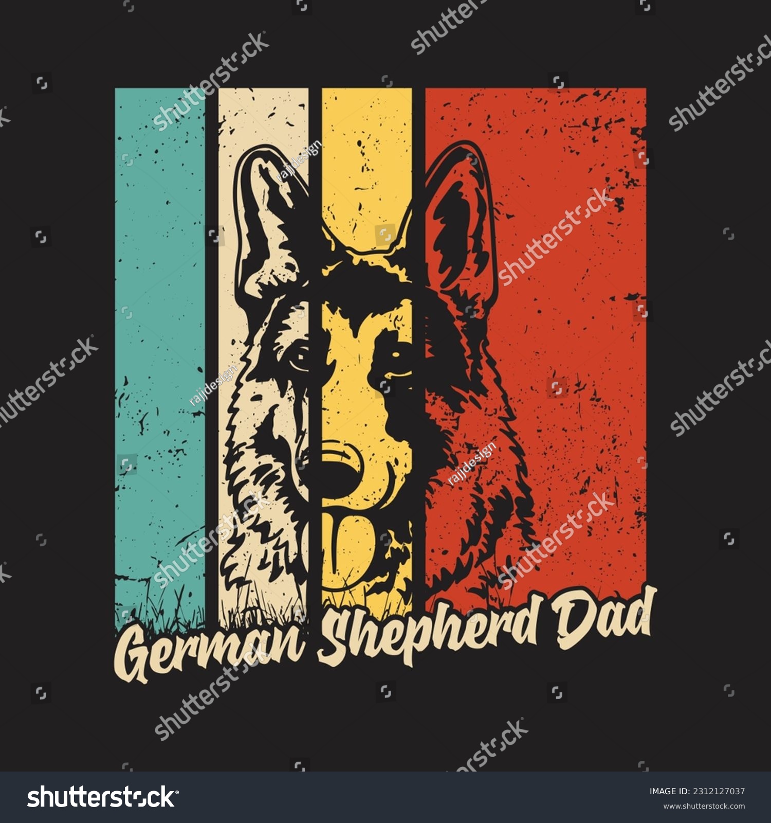 SVG of German Shepherd Dad Dog T-Shirt Design, Posters, Greeting Cards, Textiles, and Sticker Vector Illustration svg