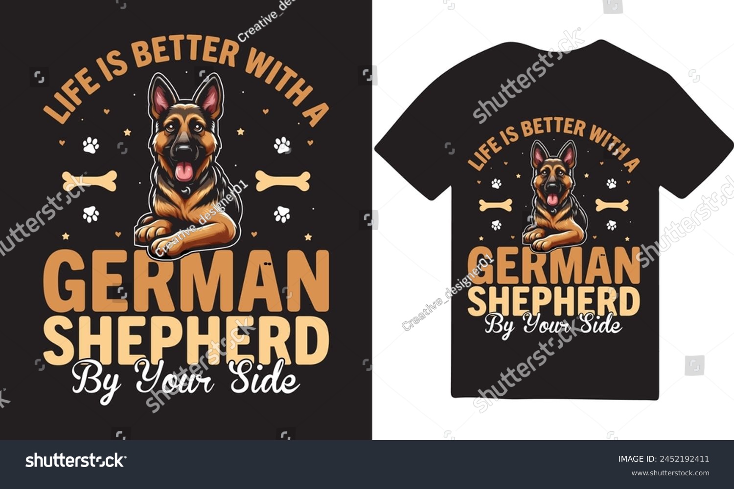 SVG of German shepherd design, German Shepherd Tshirt design, new tshirt design, German tshirt design, Tshirt 2024 svg