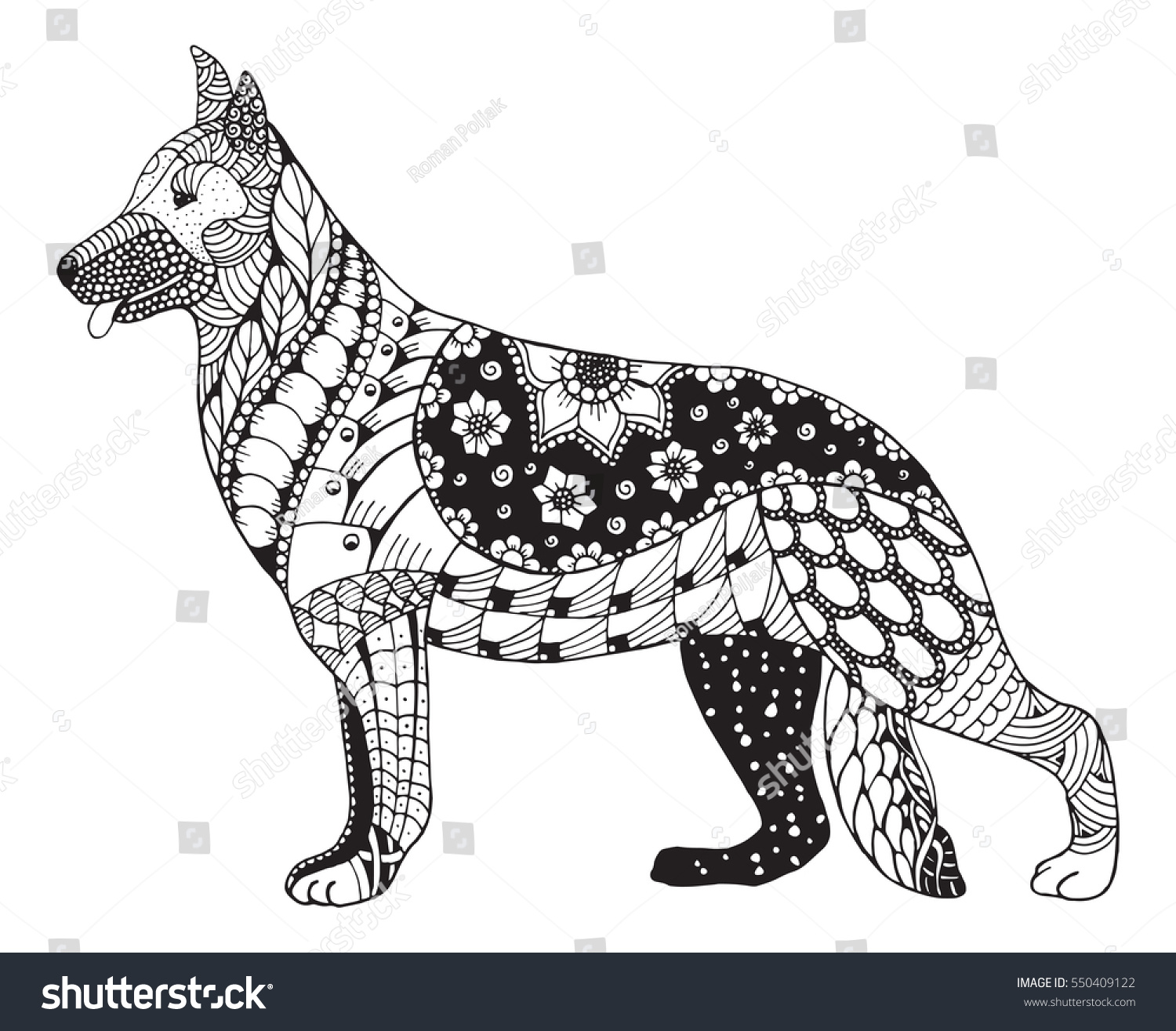 Image Vectorielle De Stock De Zentangle De Tête De Chien