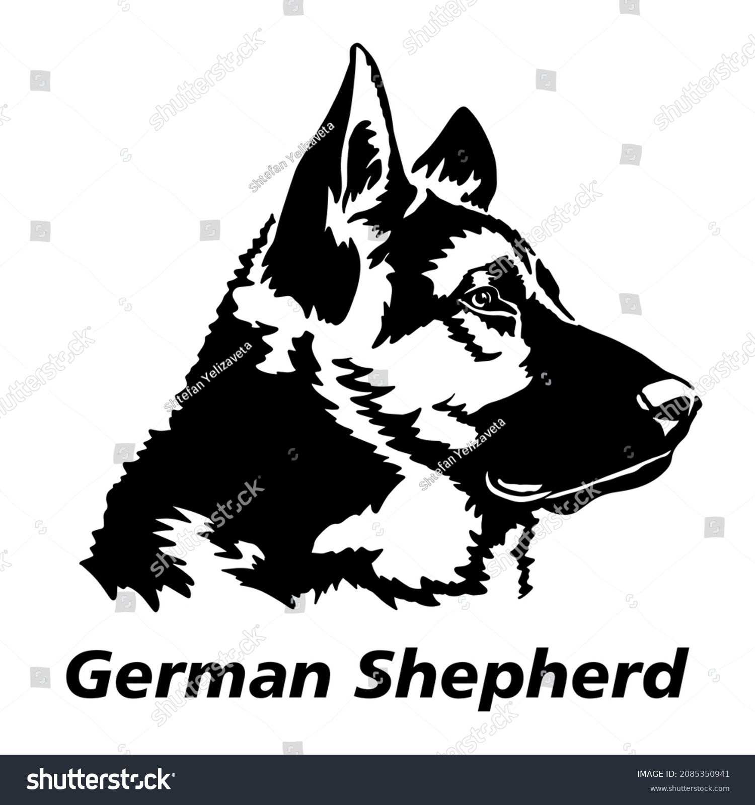 SVG of German Shepherd Dog - Profile - Breed Face Head Isolated On White Background, For Cutting And Printing. Shepherd dog vector illustration svg